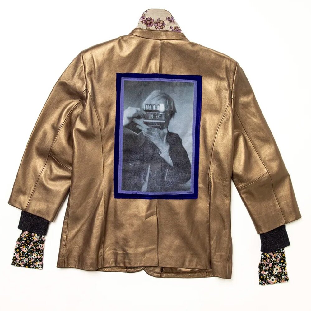 Vintage gold leather jacket with Hysteric Glamour Andy Warhol patch - Picture 9 of 10